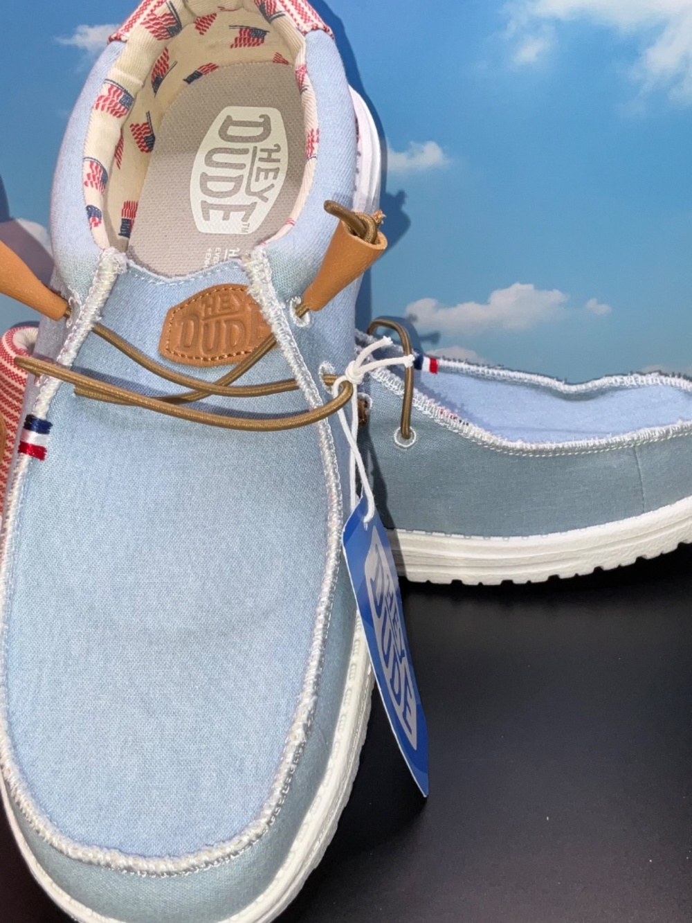 Hey Dude Wally Americana Denim Stripe Loafers. US Men’s 10/W12/EU 43. NWT/No Box - Picture 4 of 10